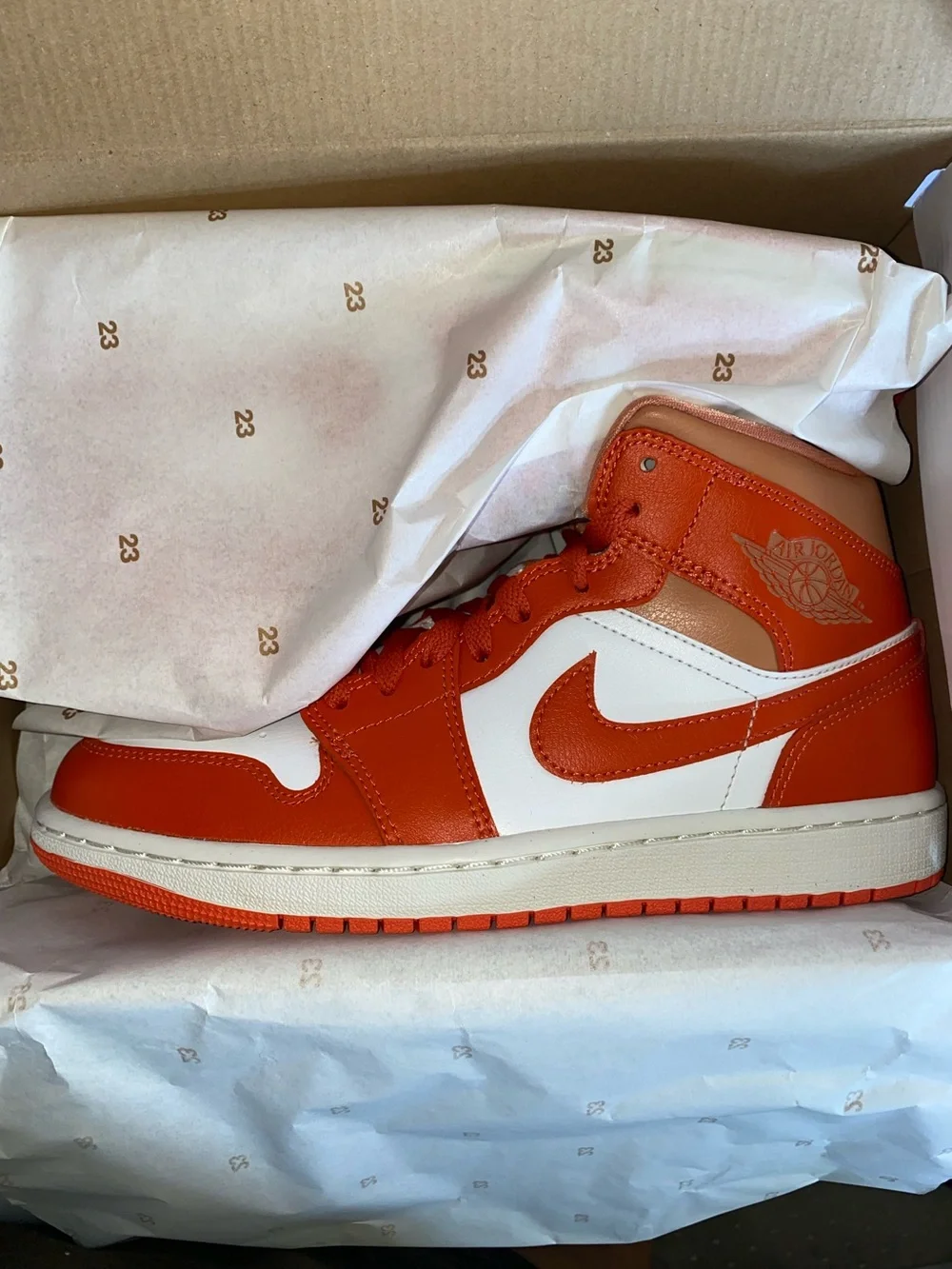 Nike  Women’s Orange and White Mid-Top Sneakers -